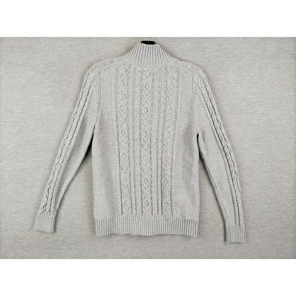 LL Bean Womens Sweater Medium Gray Long Sleeve Cable Knit Long Sleeve Cottage - Picture 9 of 9